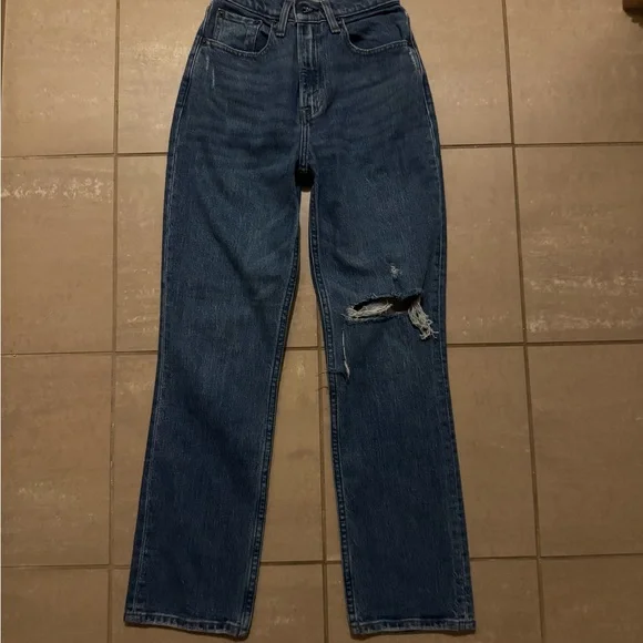 Abercrombie & Fitch Curve Love Ultra High-Rise 90’s Straight Leg Jeans 23/000XS - Picture 2 of 4